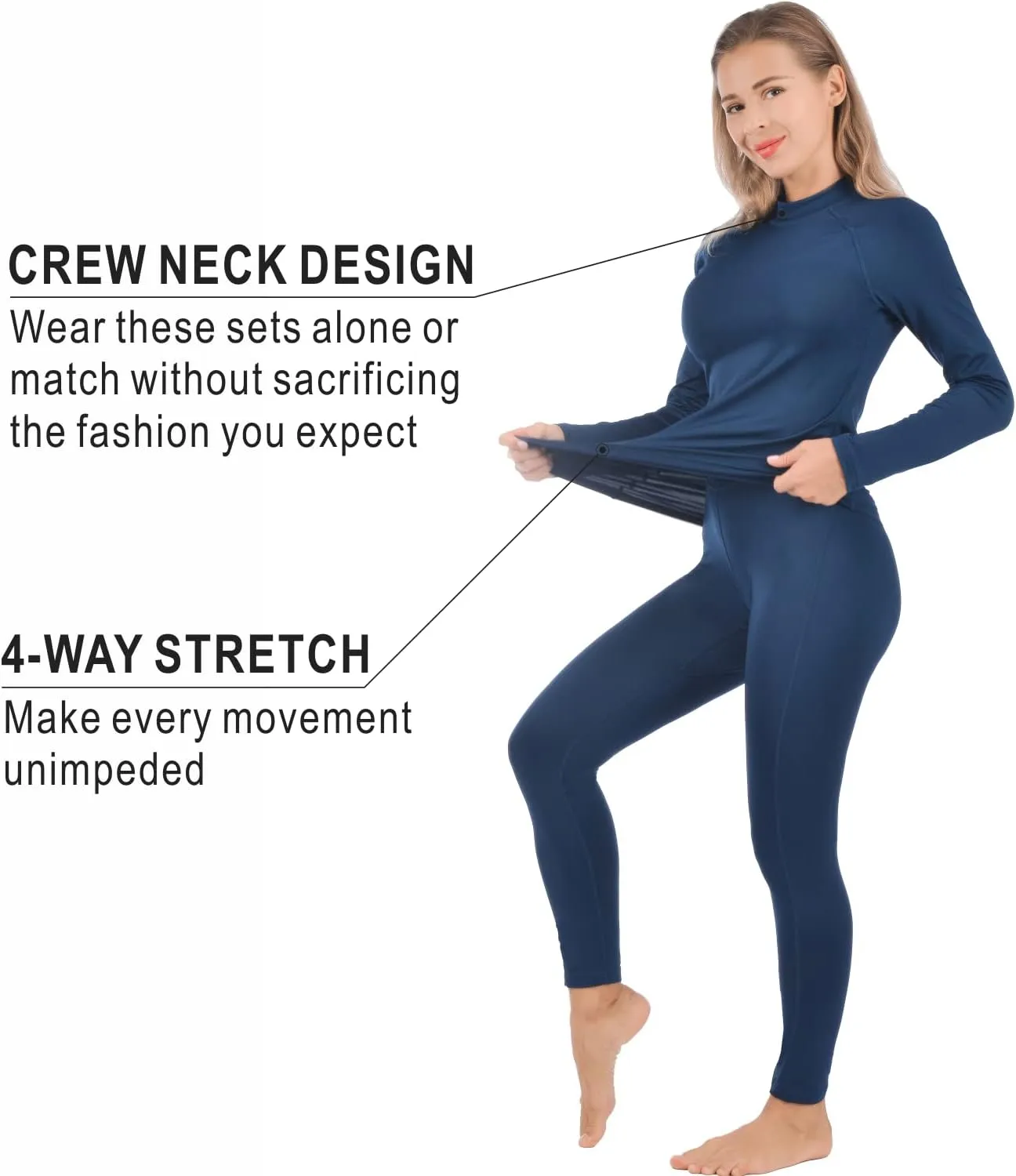 qualidyne Thermal Underwear for Women Long Johns Ultra-Soft Base Layer Pajama Set Winter Cold Weather Top and Bottom