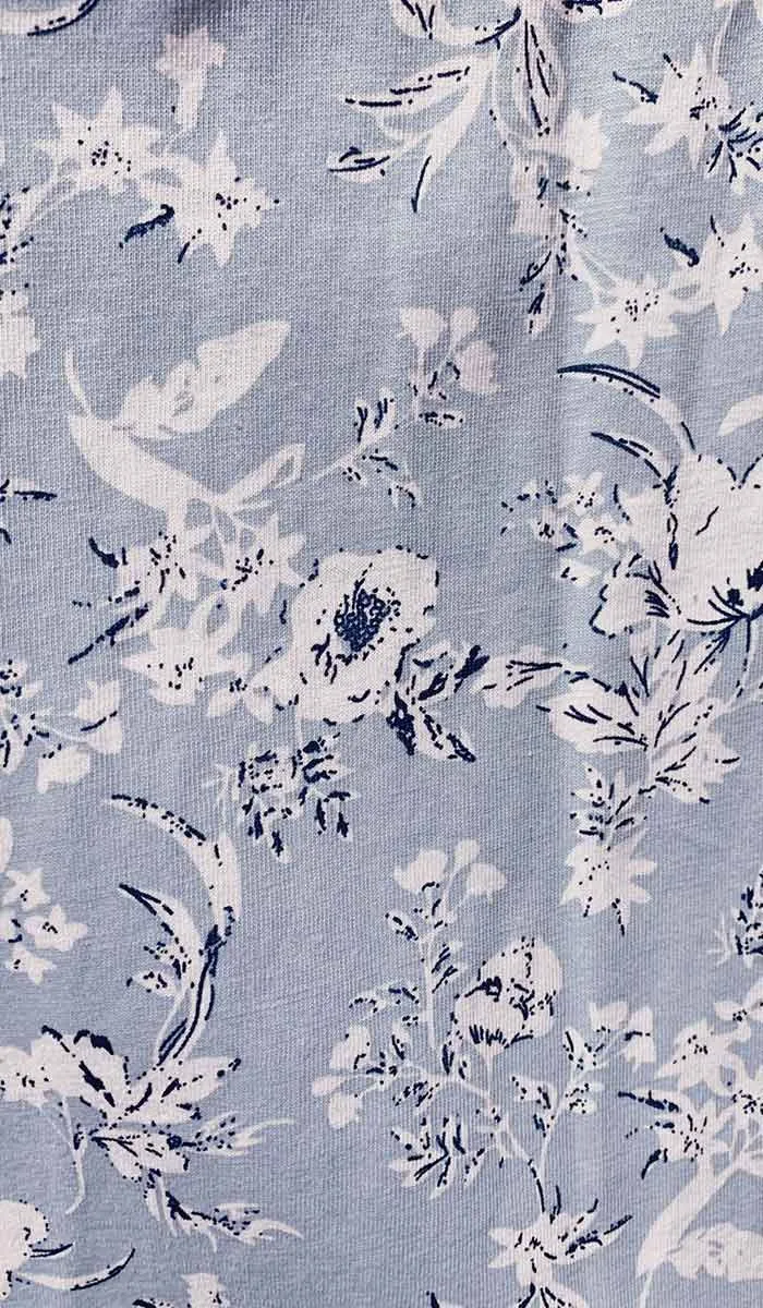 Schrank 100% Cotton Nightgown with Long Sleeve in Blue Floral Print Shelley SK203S