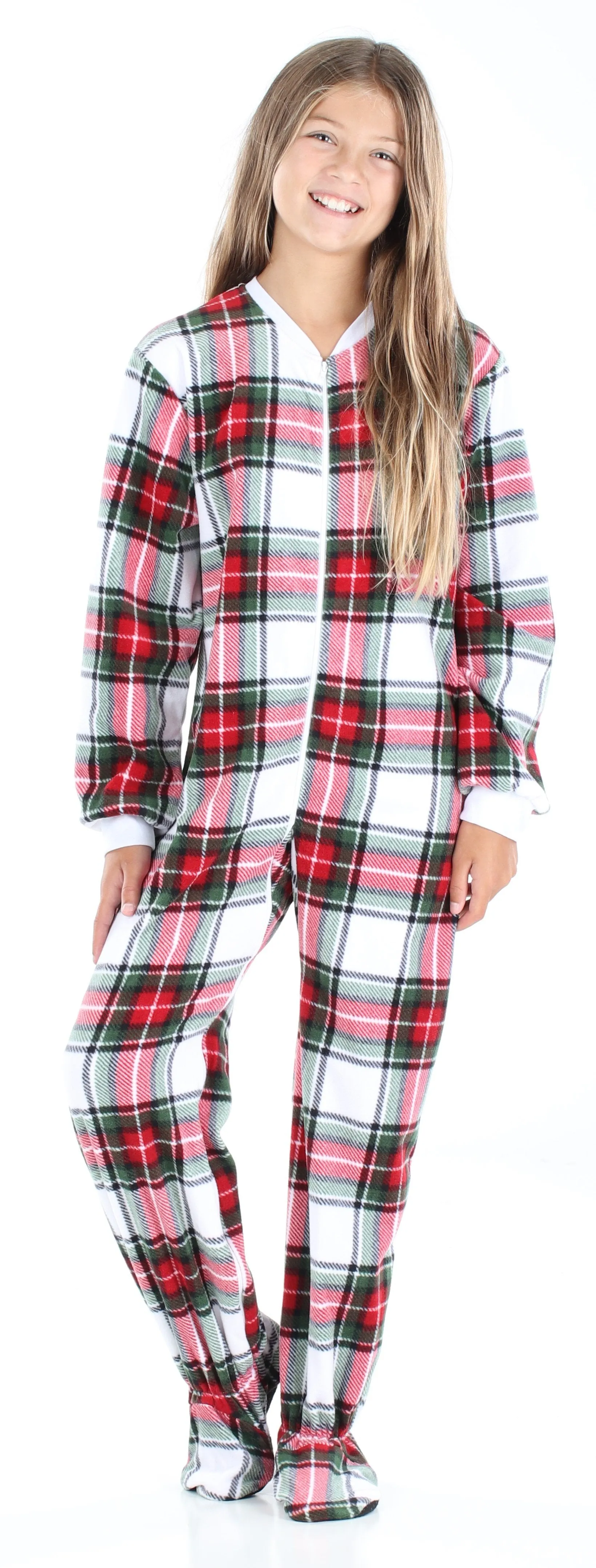 SleepytimePjs Family Matching Green Plaid Onesie Footed Pajamas