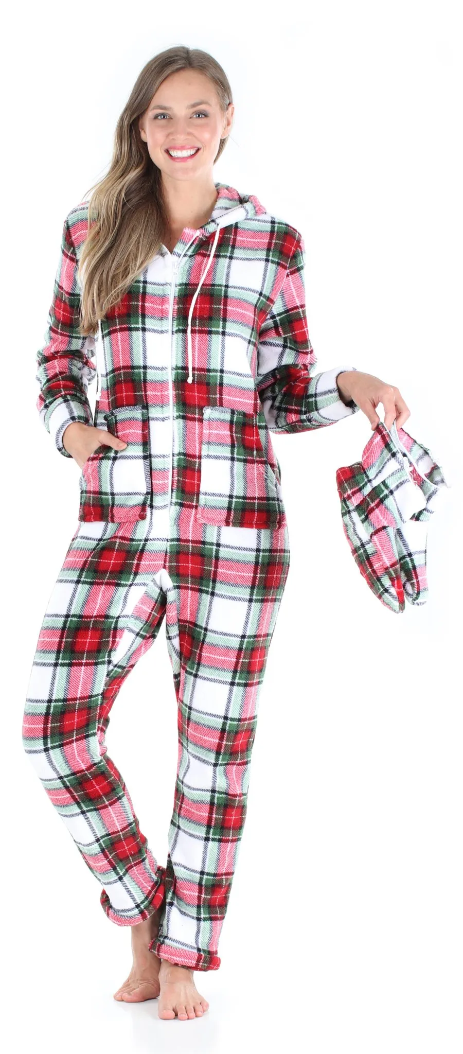 SleepytimePjs Family Matching Green Plaid Onesie Footed Pajamas
