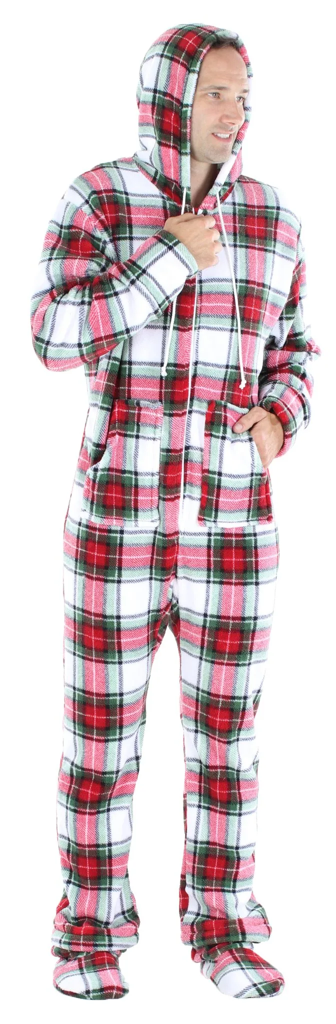 SleepytimePjs Family Matching Green Plaid Onesie Footed Pajamas