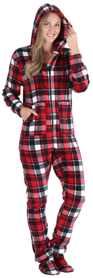 SleepytimePjs Family Matching Red & Black Onesie Footed Pajamas