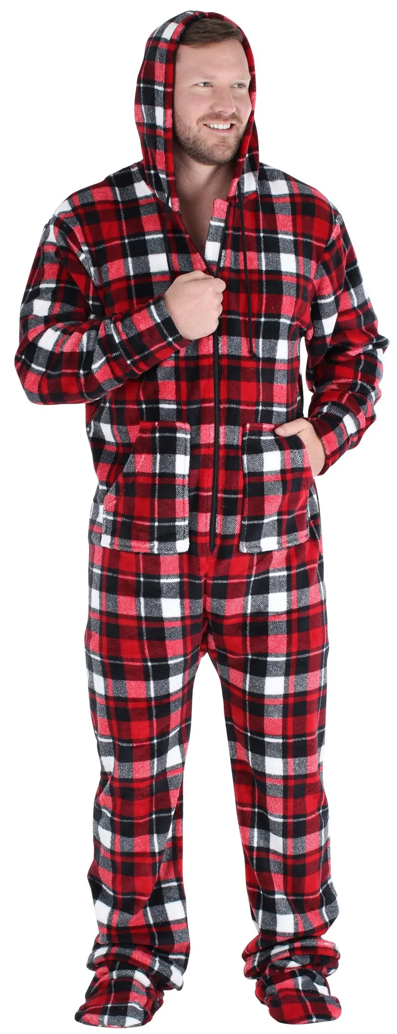 SleepytimePjs Family Matching Red & Black Onesie Footed Pajamas