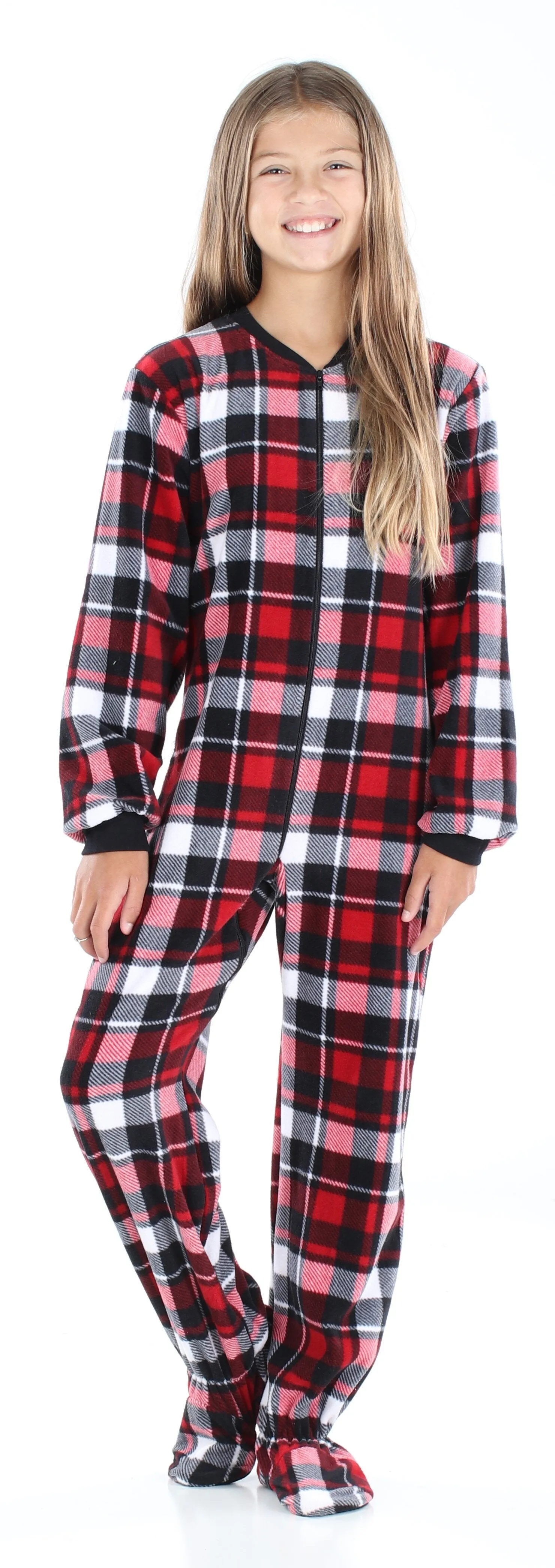 SleepytimePjs Family Matching Red & Black Onesie Footed Pajamas