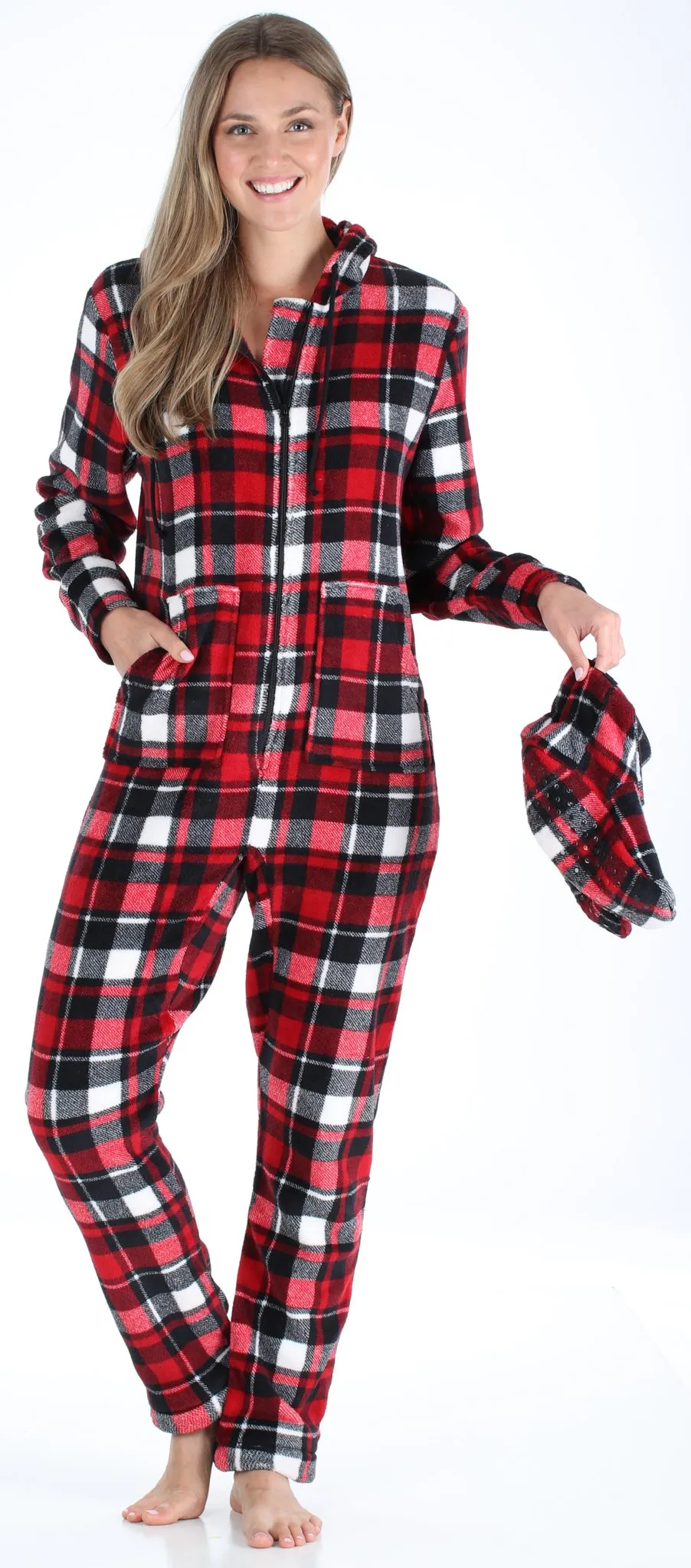 SleepytimePjs Family Matching Red & Black Onesie Footed Pajamas