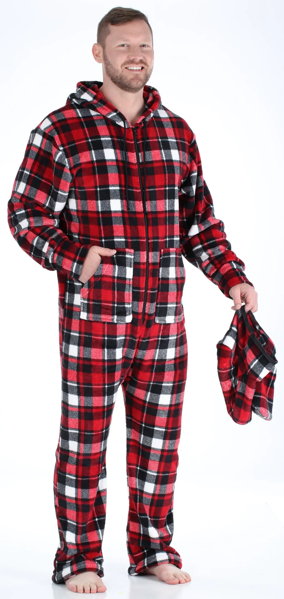 SleepytimePjs Family Matching Red & Black Onesie Footed Pajamas