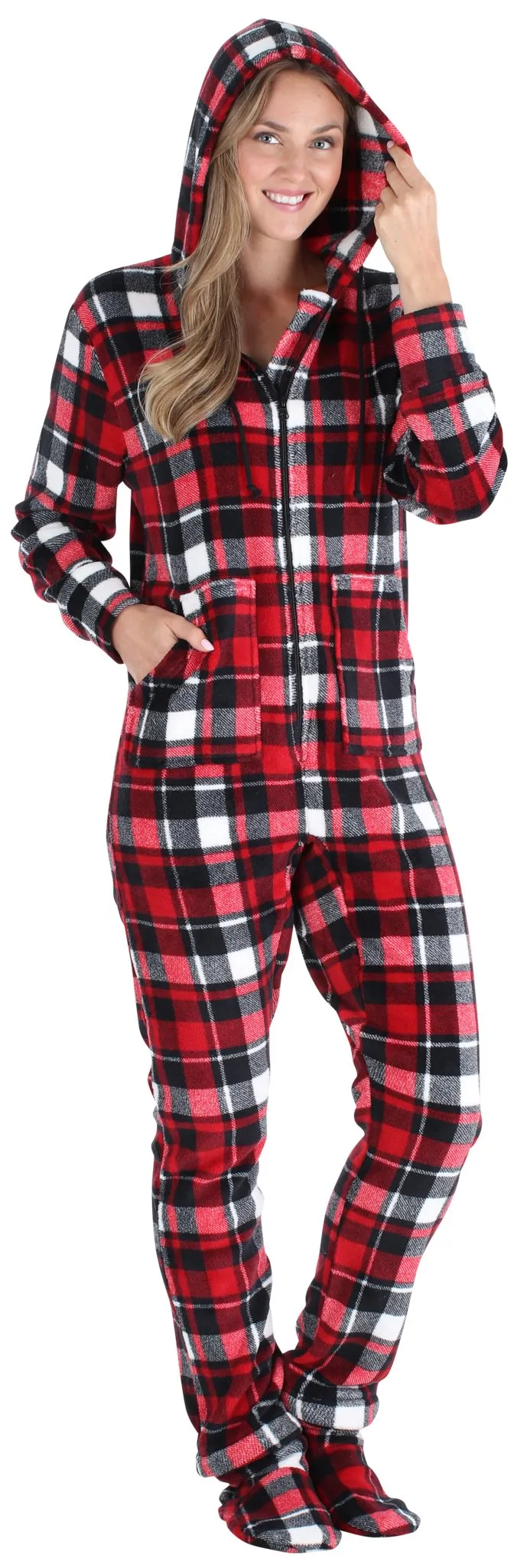 SleepytimePjs Family Matching Red & Black Onesie Footed Pajamas