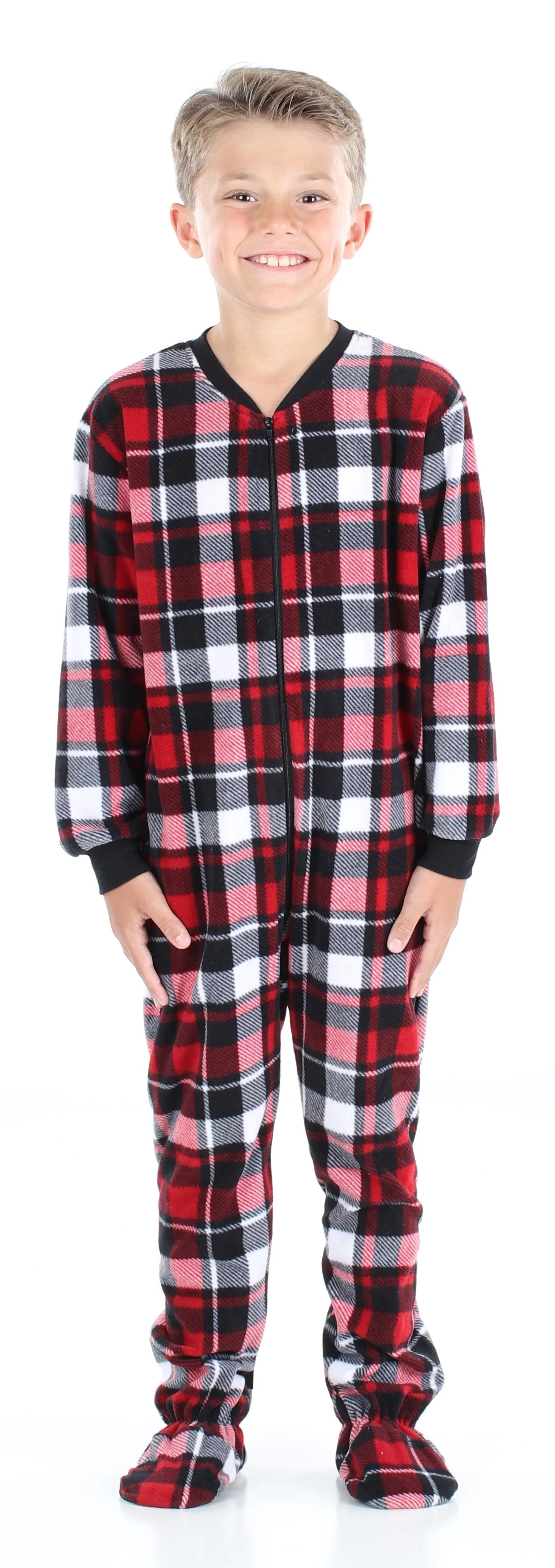 SleepytimePjs Family Matching Red & Black Onesie Footed Pajamas