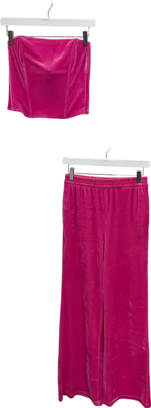 STEVE MADDEN Pink Velvet Corset Top And Trouser Set UK S