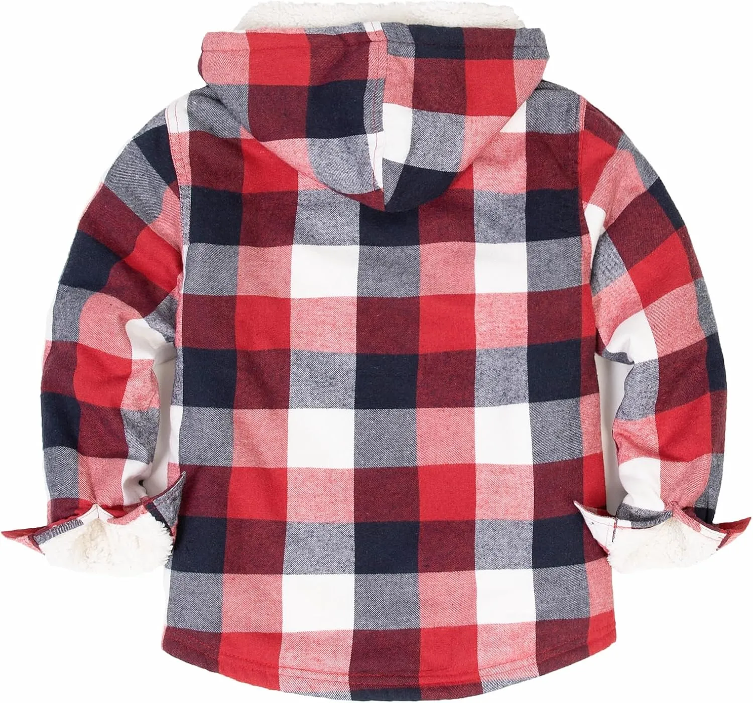 ThCreasa Boys Plaid Flannel Jackets Sherpa Lined Zip Up Long Sleeve Warm Flannel Shirt with Hood