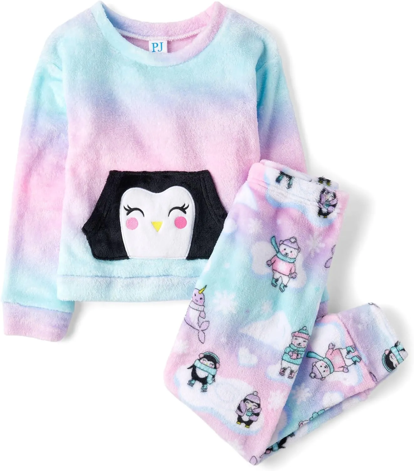 The Children's Place Girls' Long Sleeve Top and Bottoms Cozy Fleece 2 Piece Pajama Set