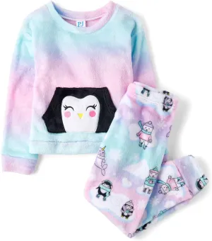 The Children's Place Girls' Long Sleeve Top and Bottoms Cozy Fleece 2 Piece Pajama Set