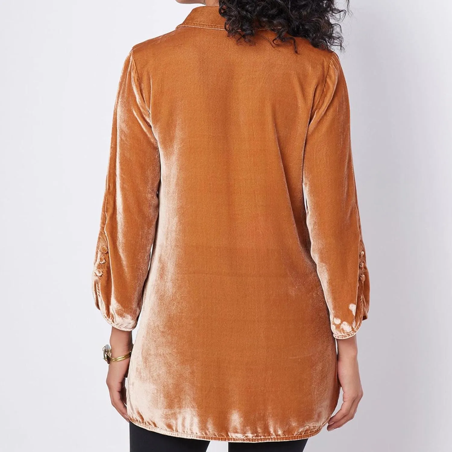 Velour Long Shirt for Women Fashion Long Sleeve Velvet Shirt Blazer Button Down Tunic Tops Slouchy Lapel Soft Blouse