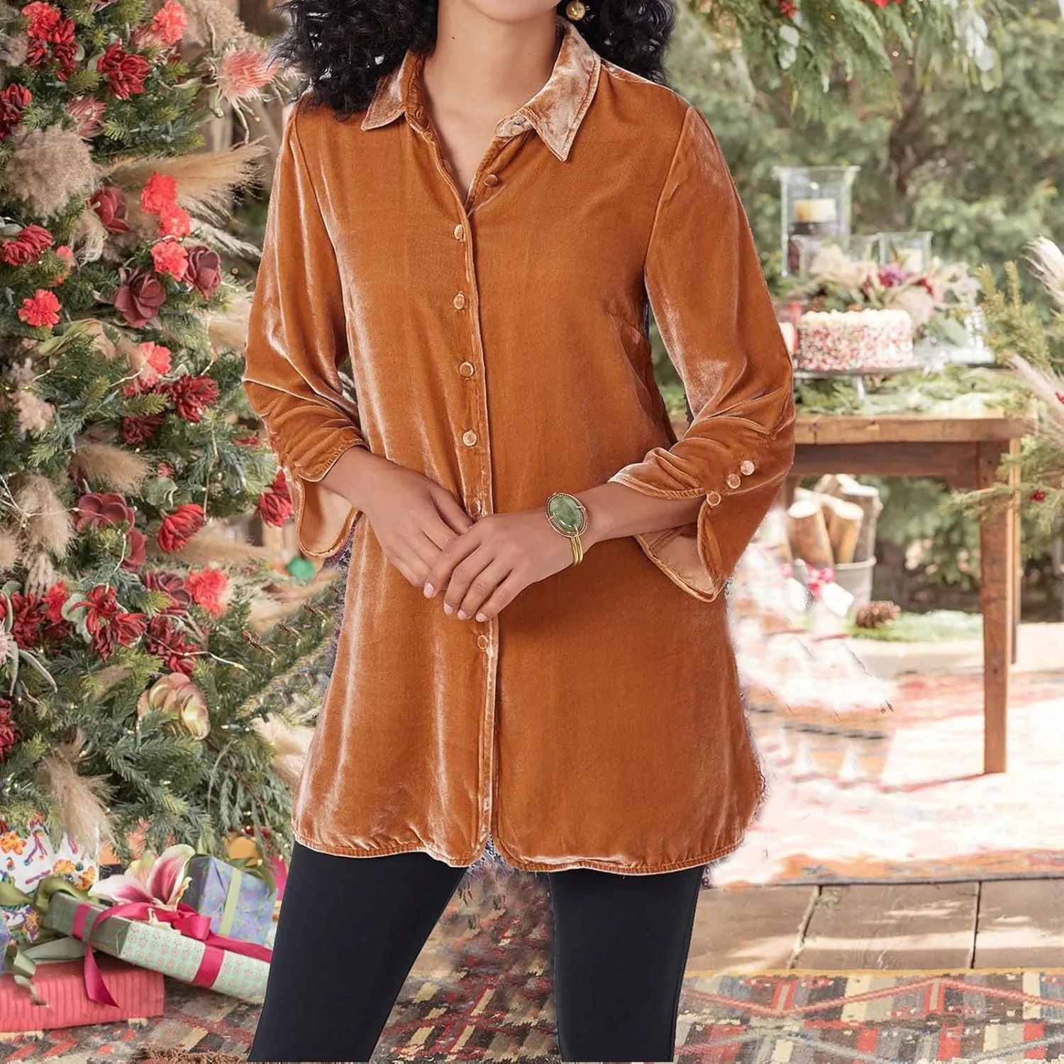 Velour Long Shirt for Women Fashion Long Sleeve Velvet Shirt Blazer Button Down Tunic Tops Slouchy Lapel Soft Blouse
