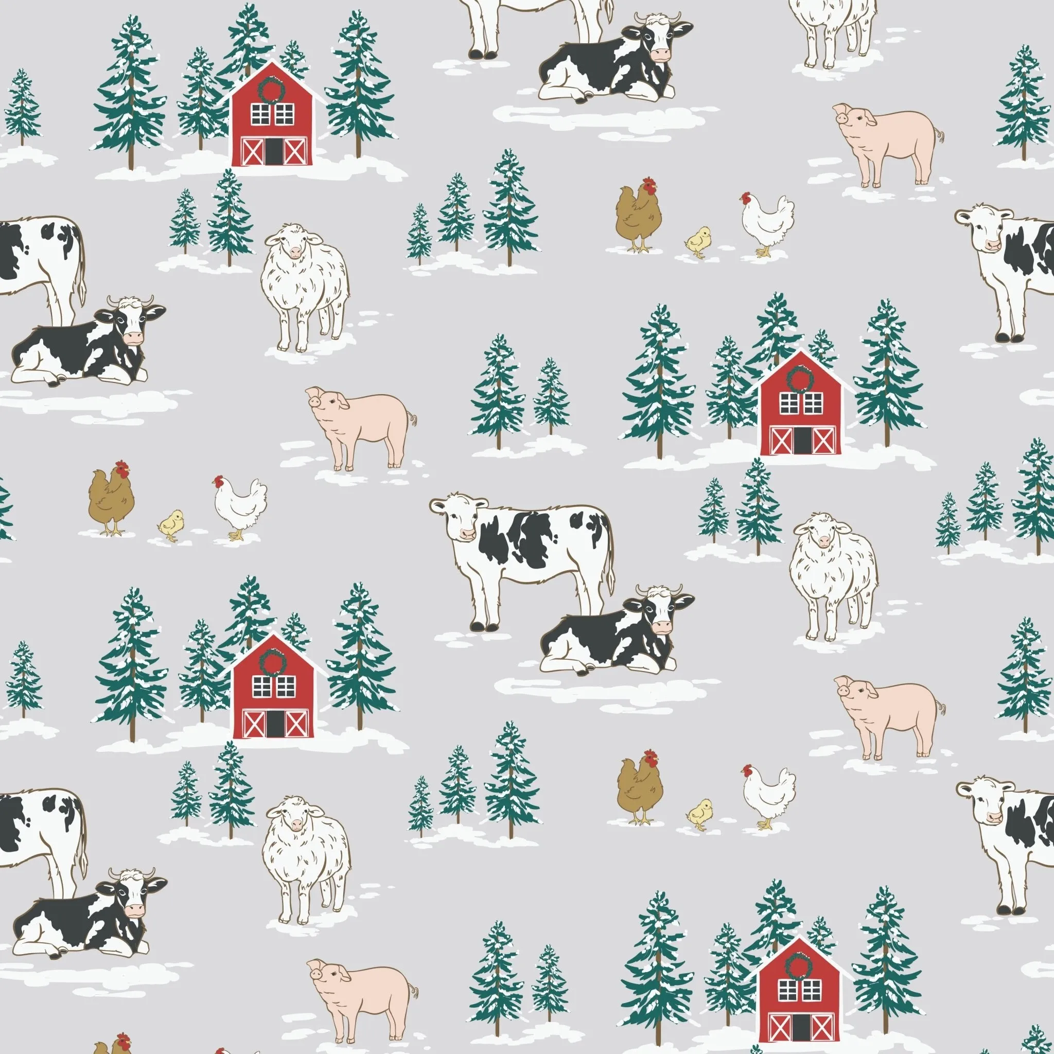 Winter Farm Buddies Men's Long Sleeve Pajama Set