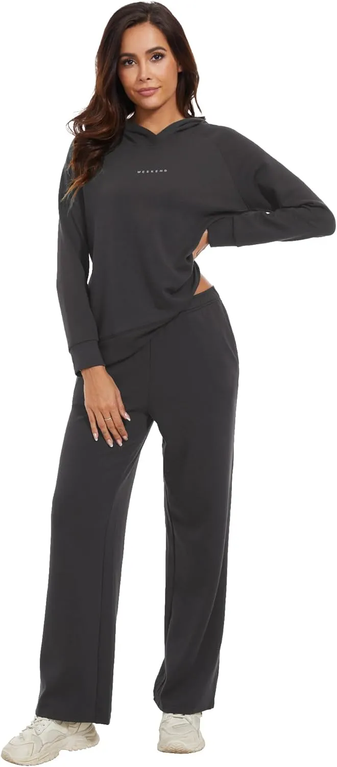 WiWi Women Outfits Sweatsuits Lounge Hoodie Set for Womens Long Sleeve Hoodies and Jogger Pant Tracksuit S-XXL