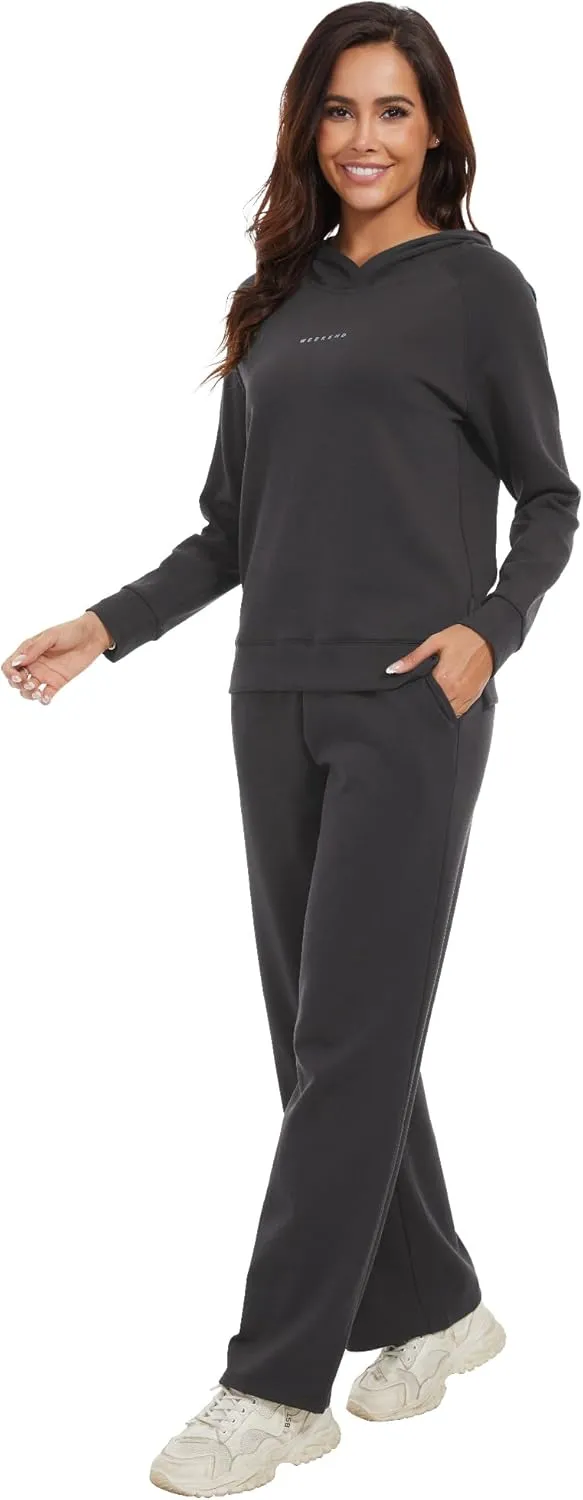 WiWi Women Outfits Sweatsuits Lounge Hoodie Set for Womens Long Sleeve Hoodies and Jogger Pant Tracksuit S-XXL
