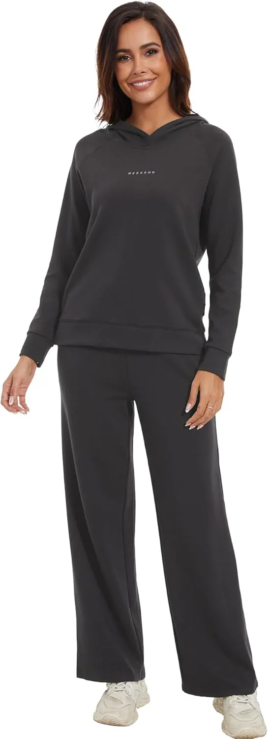 WiWi Women Outfits Sweatsuits Lounge Hoodie Set for Womens Long Sleeve Hoodies and Jogger Pant Tracksuit S-XXL