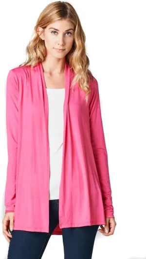 Women Casual Open Front Long Sleeve Lightweight Softest Viscose Made from Bamboo Cardigan