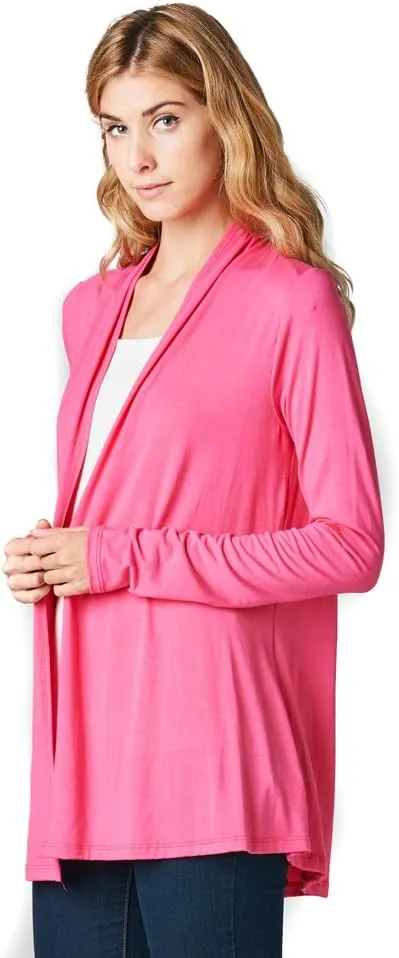 Women Casual Open Front Long Sleeve Lightweight Softest Viscose Made from Bamboo Cardigan