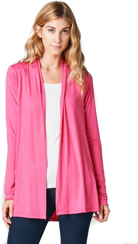 Women Casual Open Front Long Sleeve Lightweight Softest Viscose Made from Bamboo Cardigan