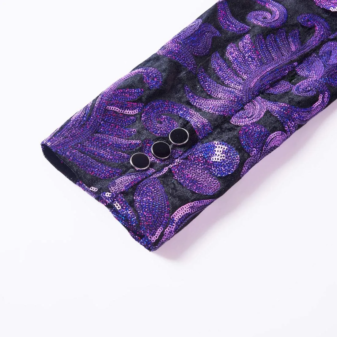 Women's Casual Long Sleeved Fashion Velvet Sequins Floral Pattern Suit Jacket Blazer