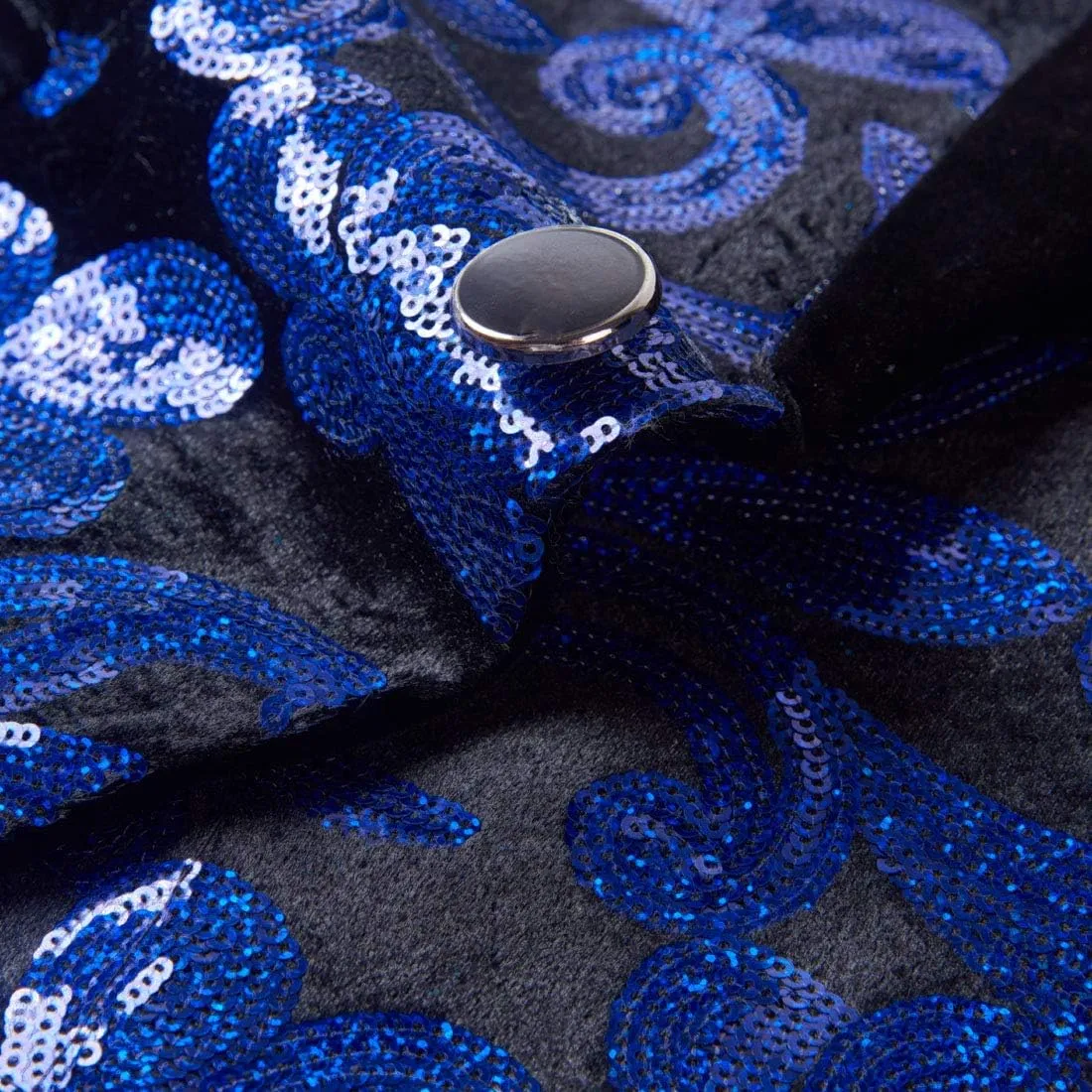 Women's Casual Long Sleeved Fashion Velvet Sequins Floral Pattern Suit Jacket Blazer