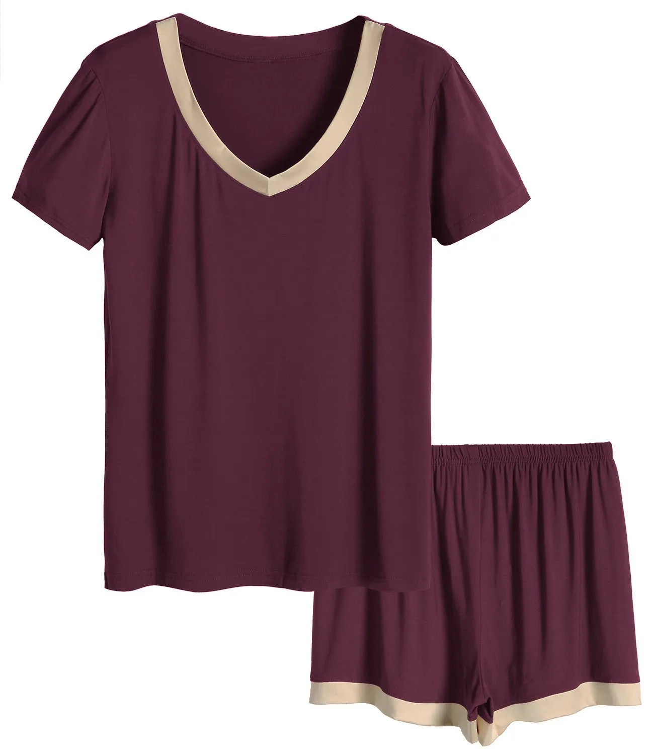 Women's V-Neck Short Sleeve Bamboo Pajama Set