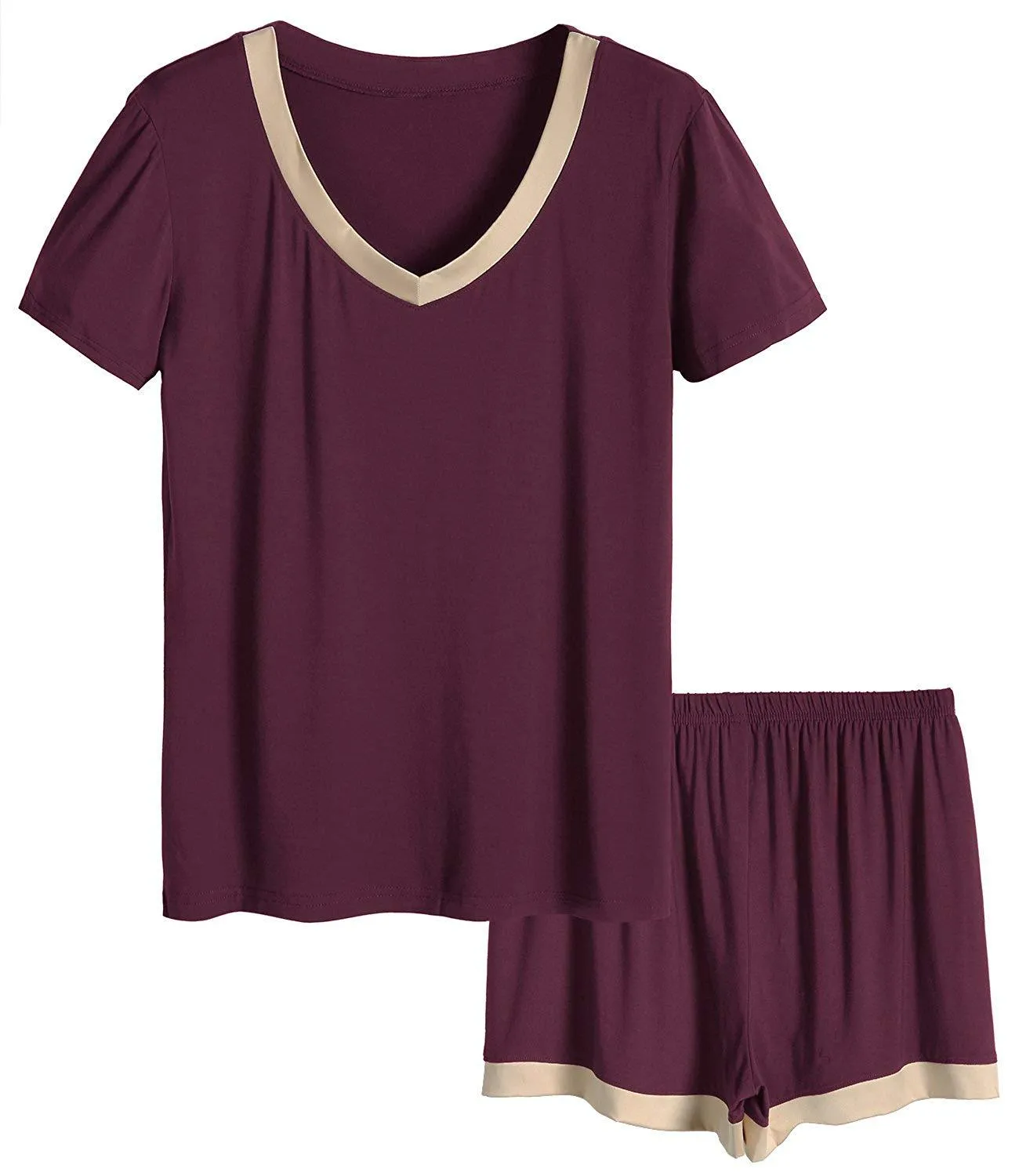 Women's V-Neck Short Sleeve Bamboo Pajama Set