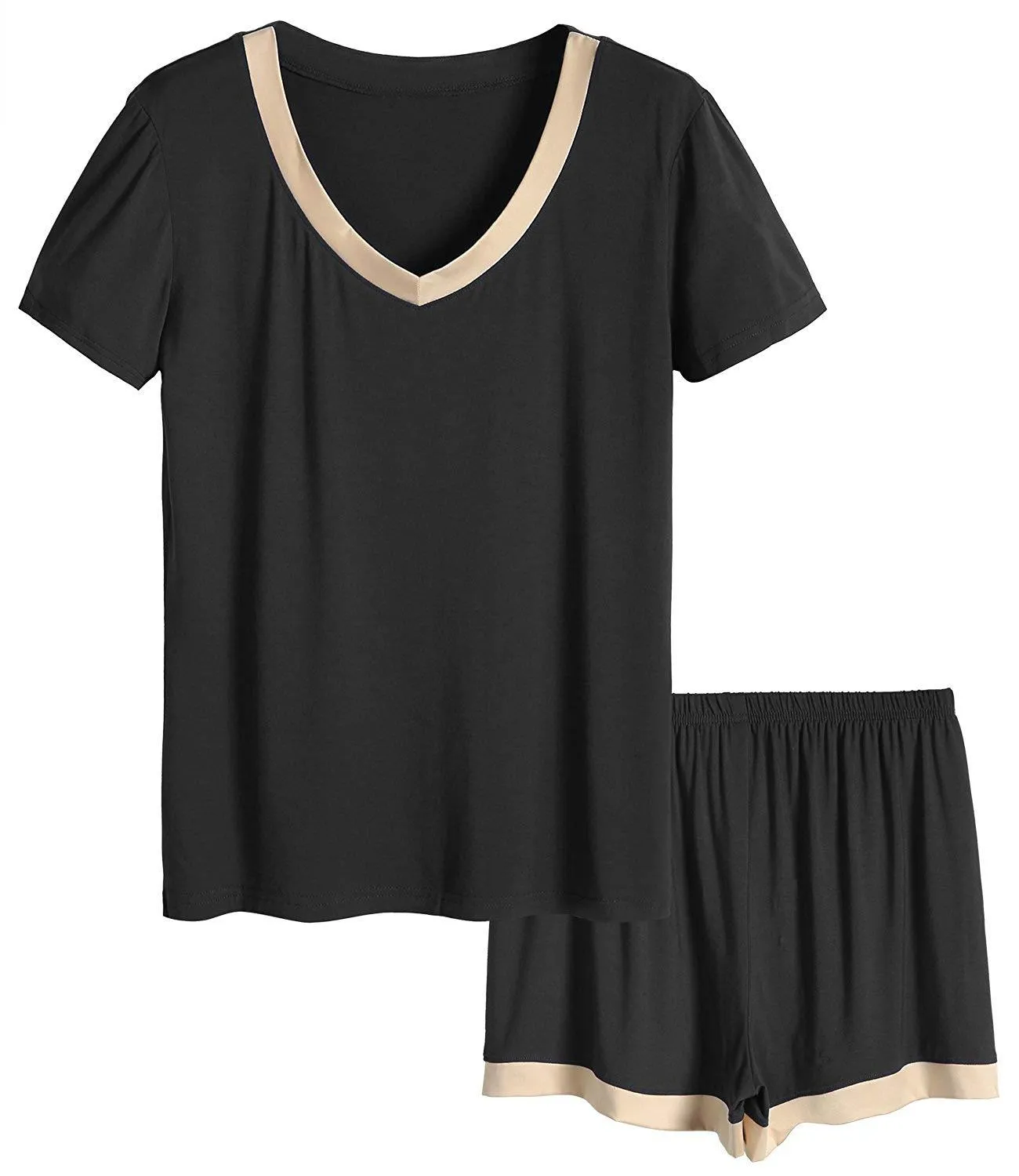 Women's V-Neck Short Sleeve Bamboo Pajama Set