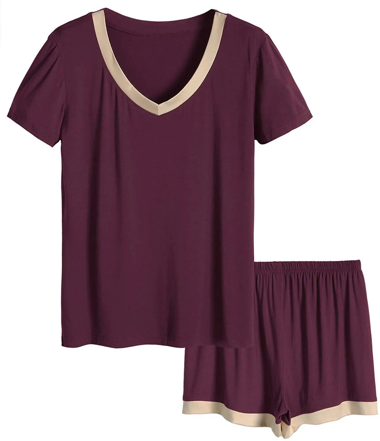 Women's V-Neck Short Sleeve Bamboo Pajama Set