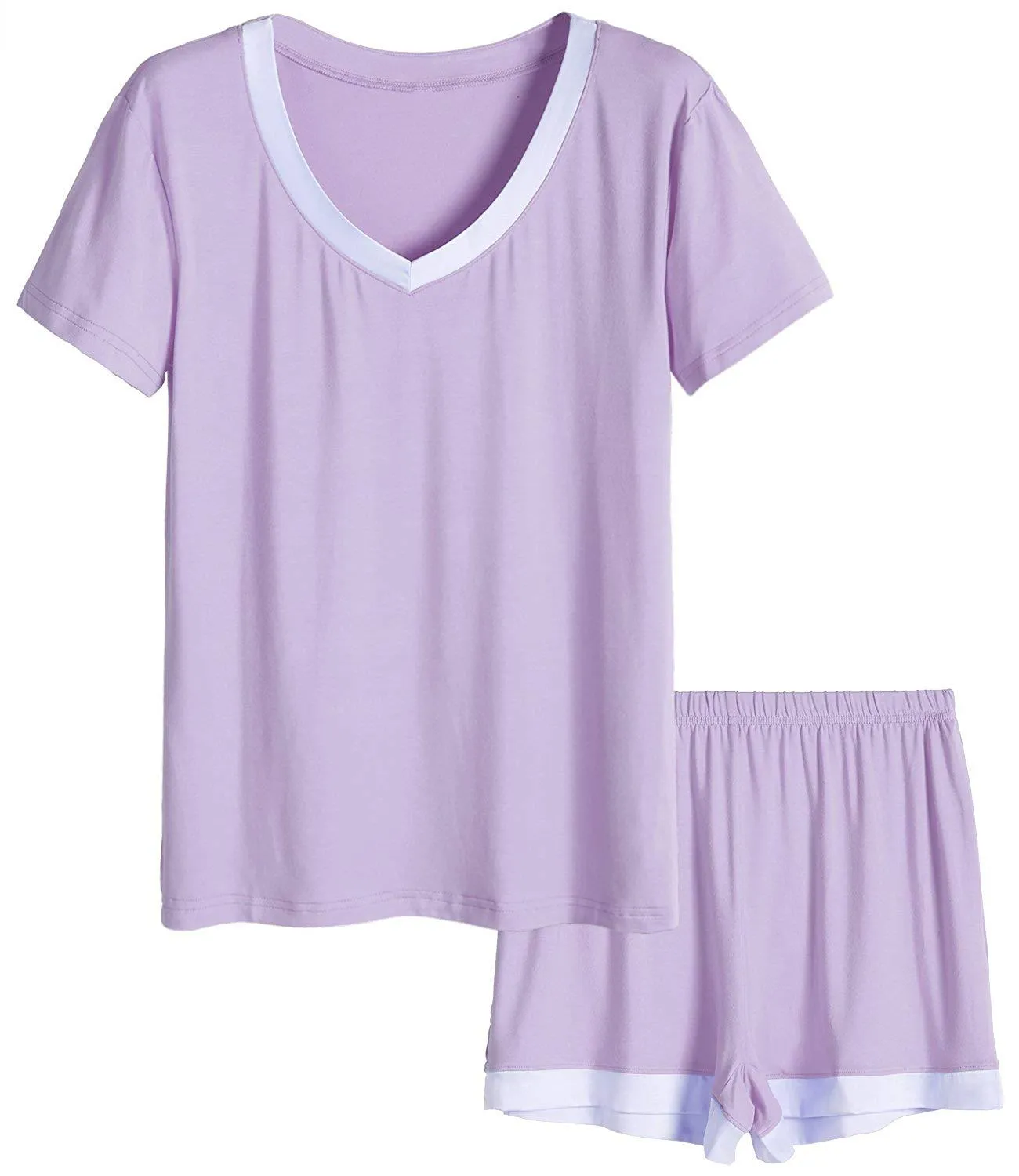 Women's V-Neck Short Sleeve Bamboo Pajama Set