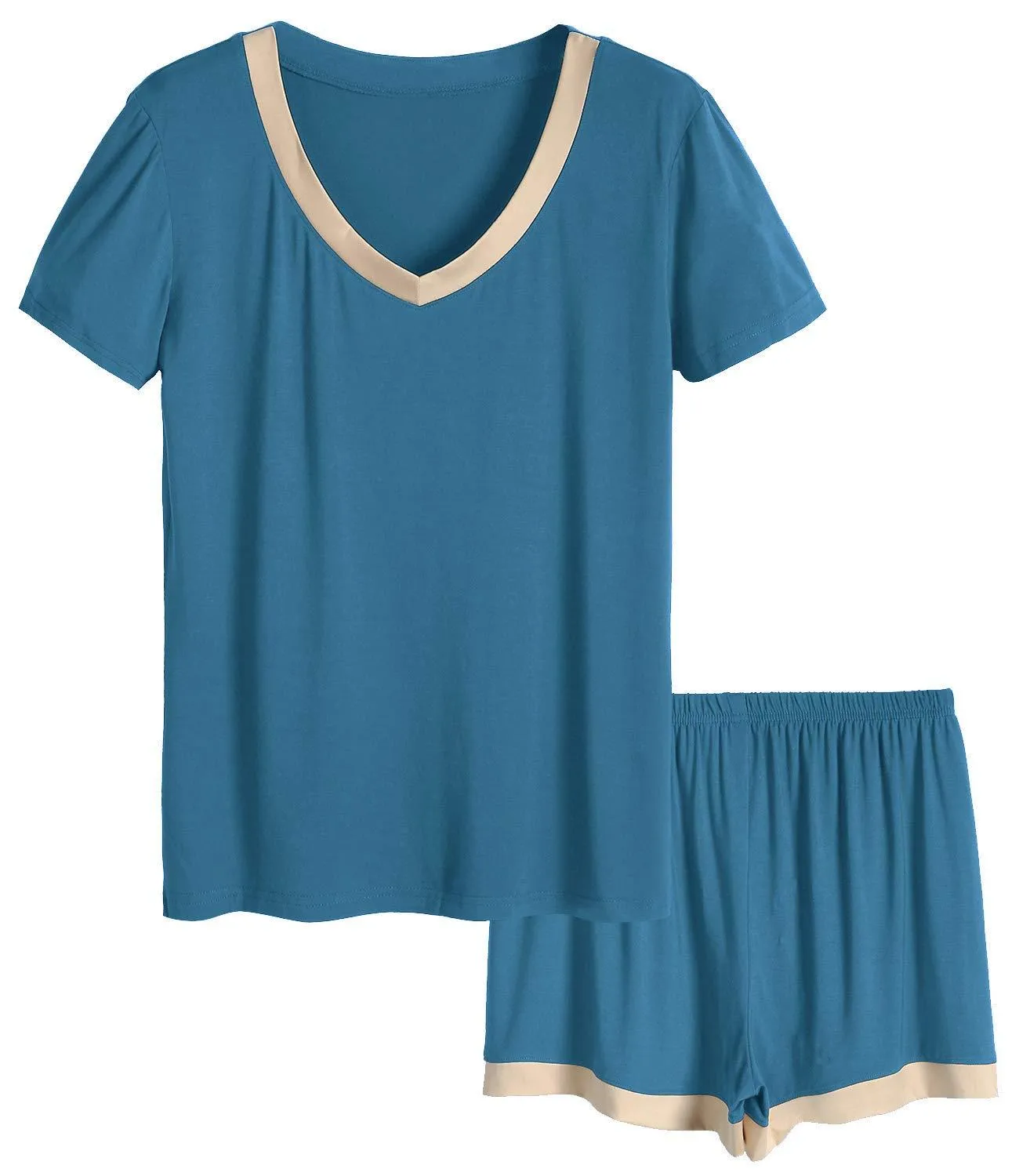 Women's V-Neck Short Sleeve Bamboo Pajama Set