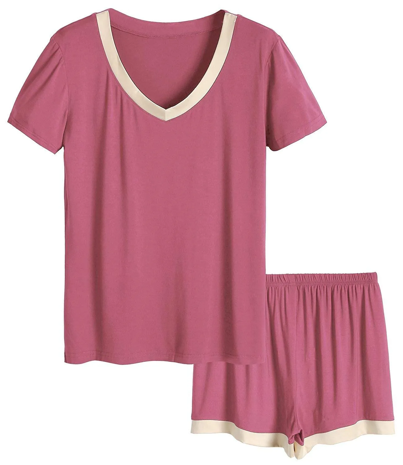 Women's V-Neck Short Sleeve Bamboo Pajama Set