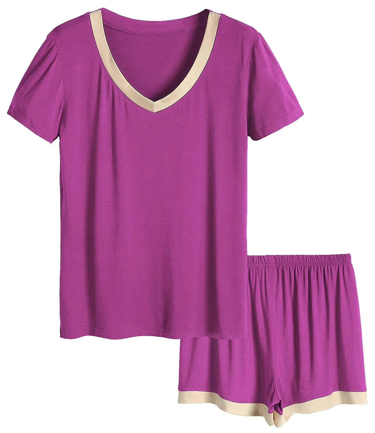 Women's V-Neck Short Sleeve Bamboo Pajama Set