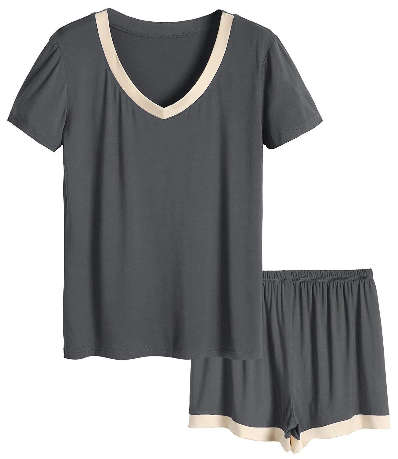 Women's V-Neck Short Sleeve Bamboo Pajama Set