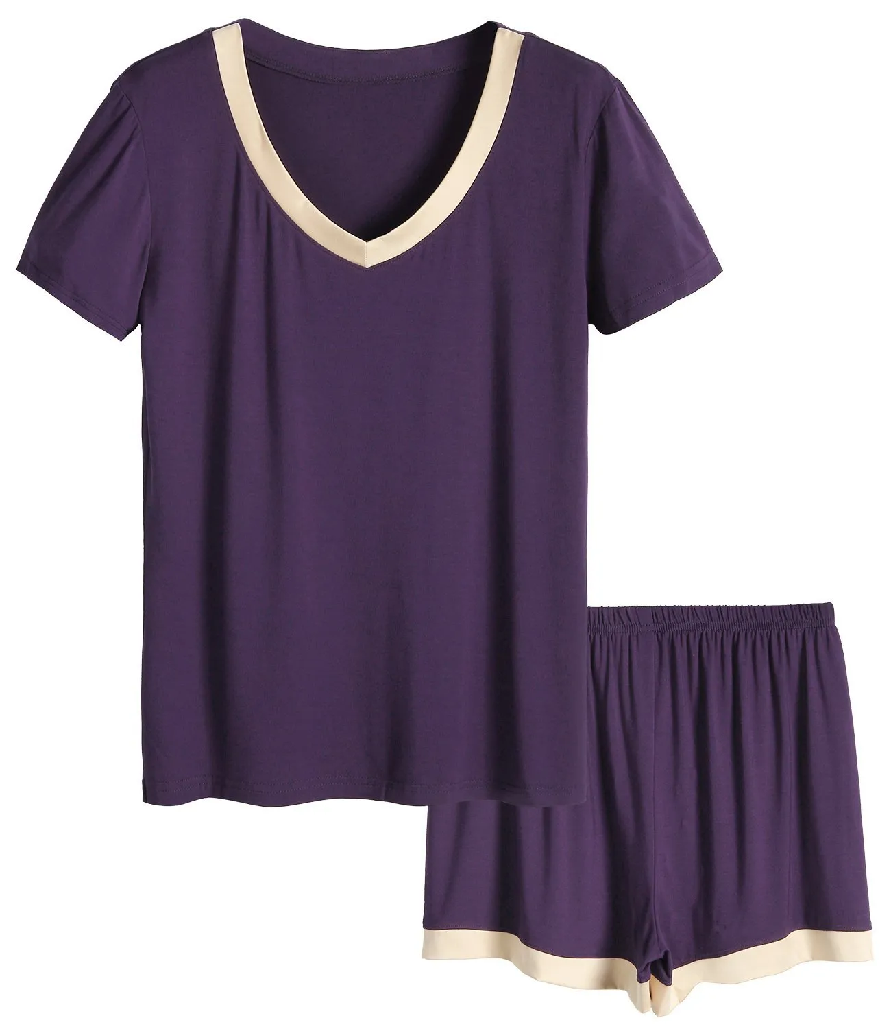 Women's V-Neck Short Sleeve Bamboo Pajama Set