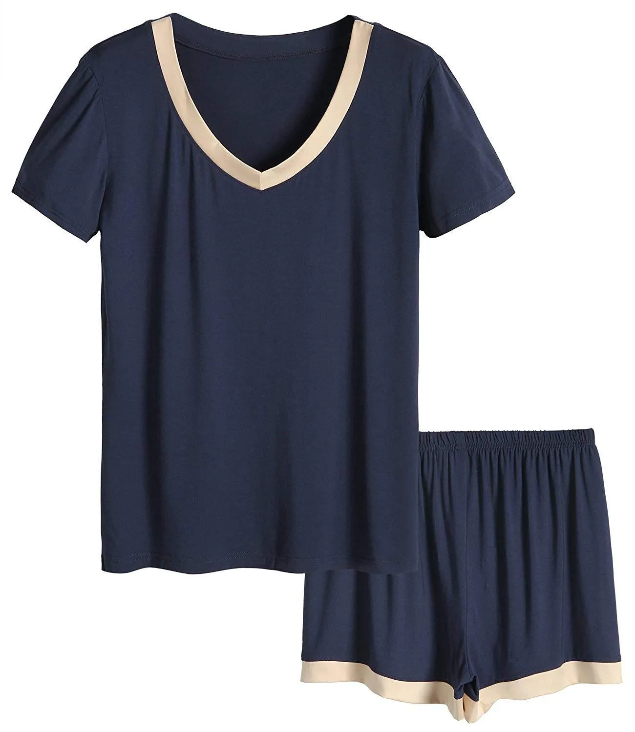 Women's V-Neck Short Sleeve Bamboo Pajama Set